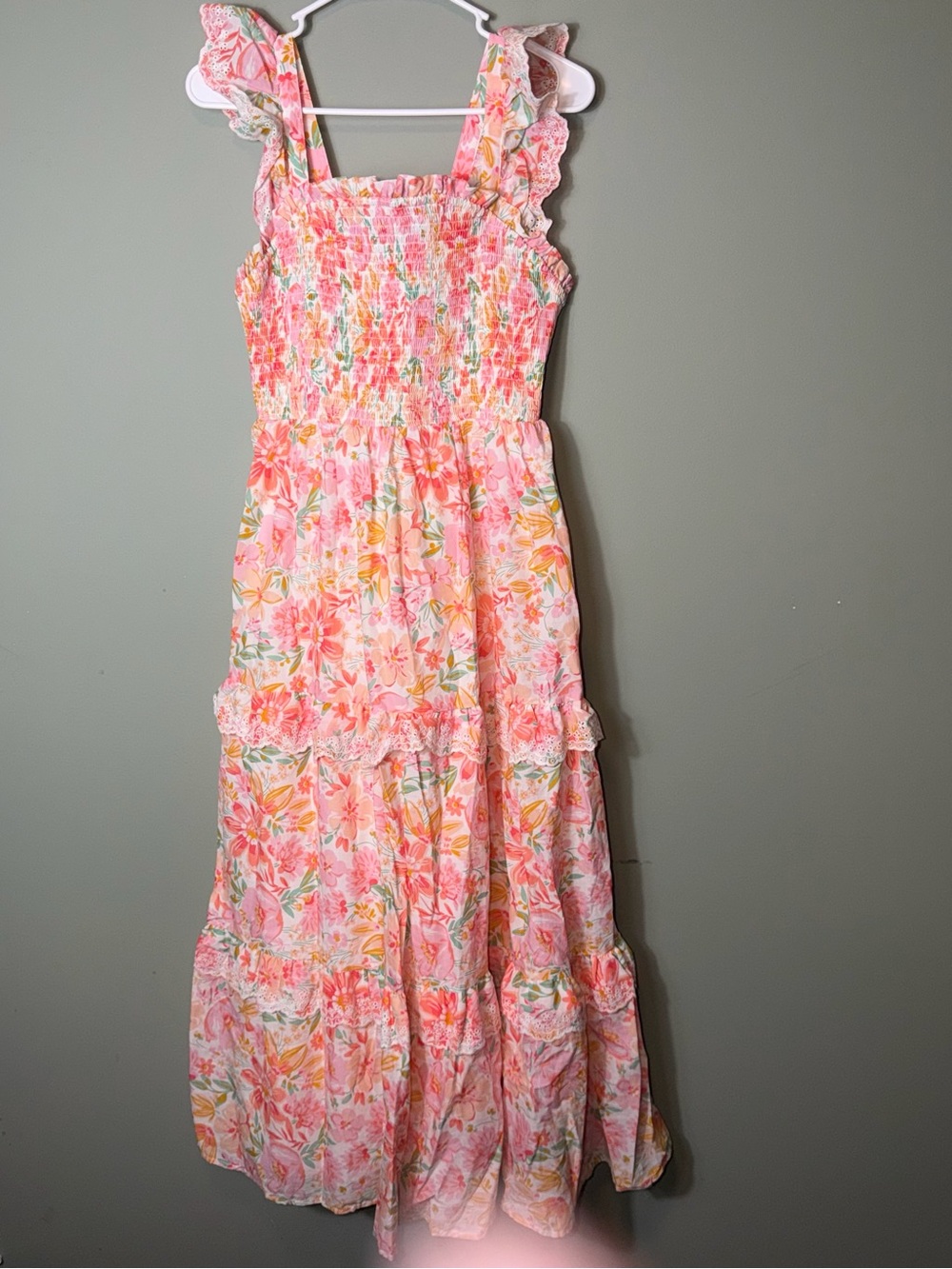 Haute Hippie Women’s Pink Floral Smocked Maxi Dress NEW Size 8